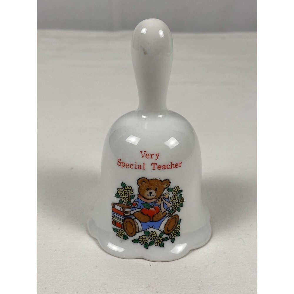 Vintage "Very Special Teacher" Teddy Bear Ceramic Bell Collectible Gift 4.5"